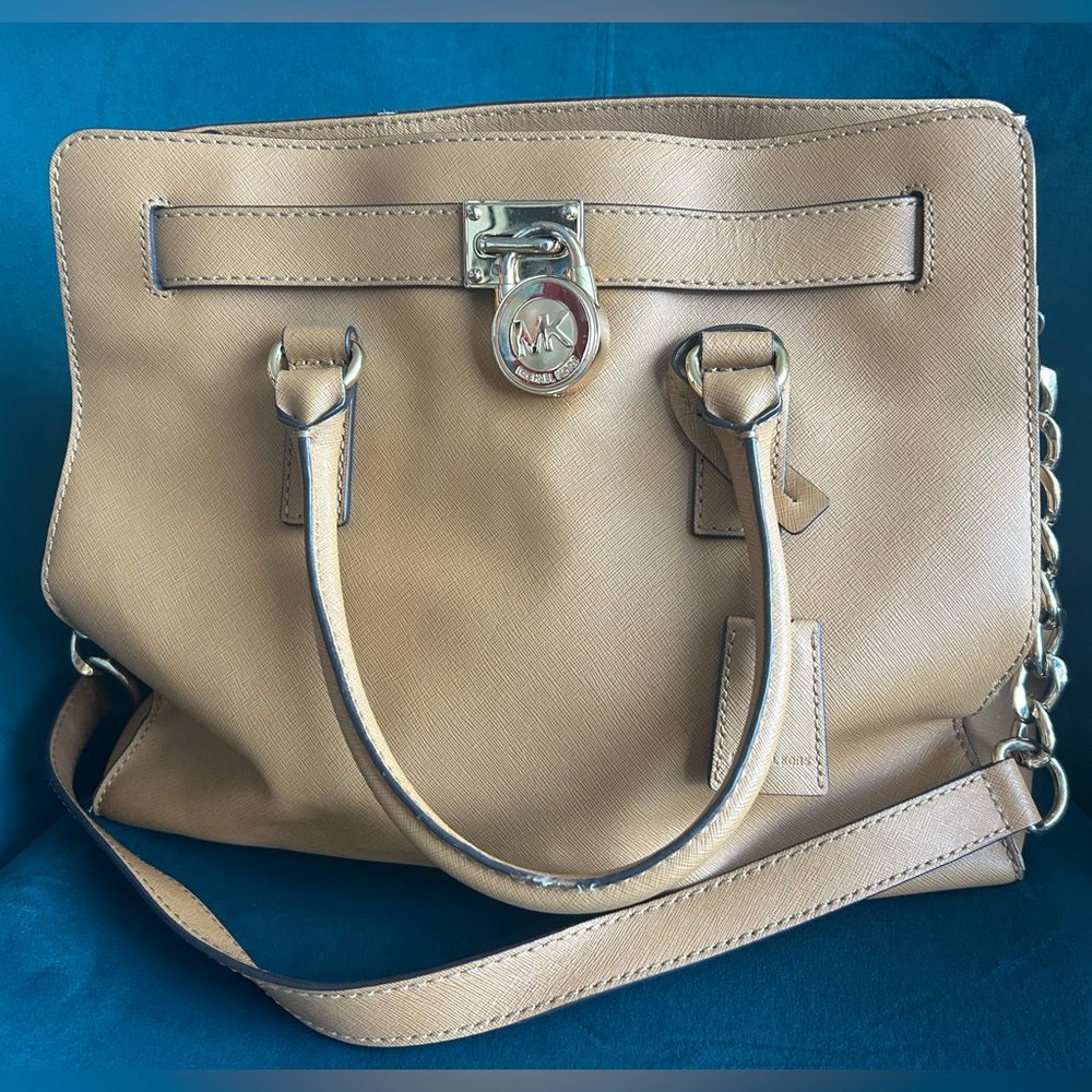 Michael Kors Hamilton Saffiano Leather Tan Satchel Bag